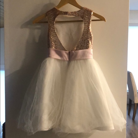 Rose gold sequin flower girl dress - Picture 2 of 2